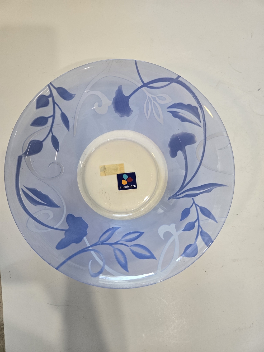 Luminarc Blue Floral Glass Serving Bowl
